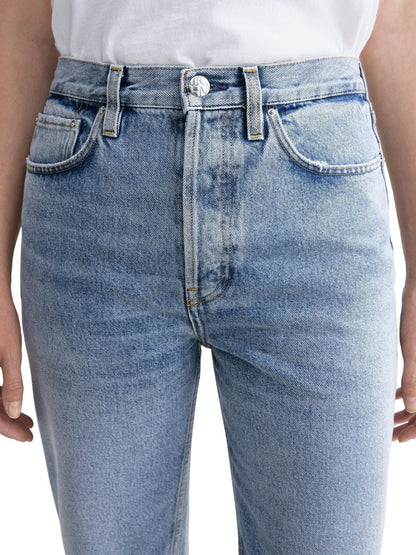 Toteme Women Distressed Blue Classic Cut Denim by Luosophy
