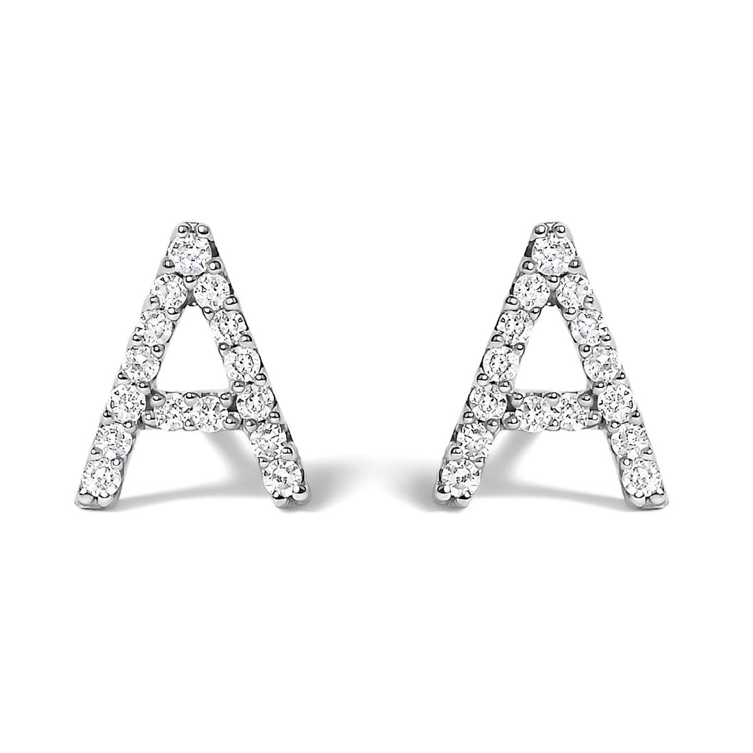 10K White Gold 1/10 Cttw Diamond Initial â€œAâ€ Stud Earring by Bids.com