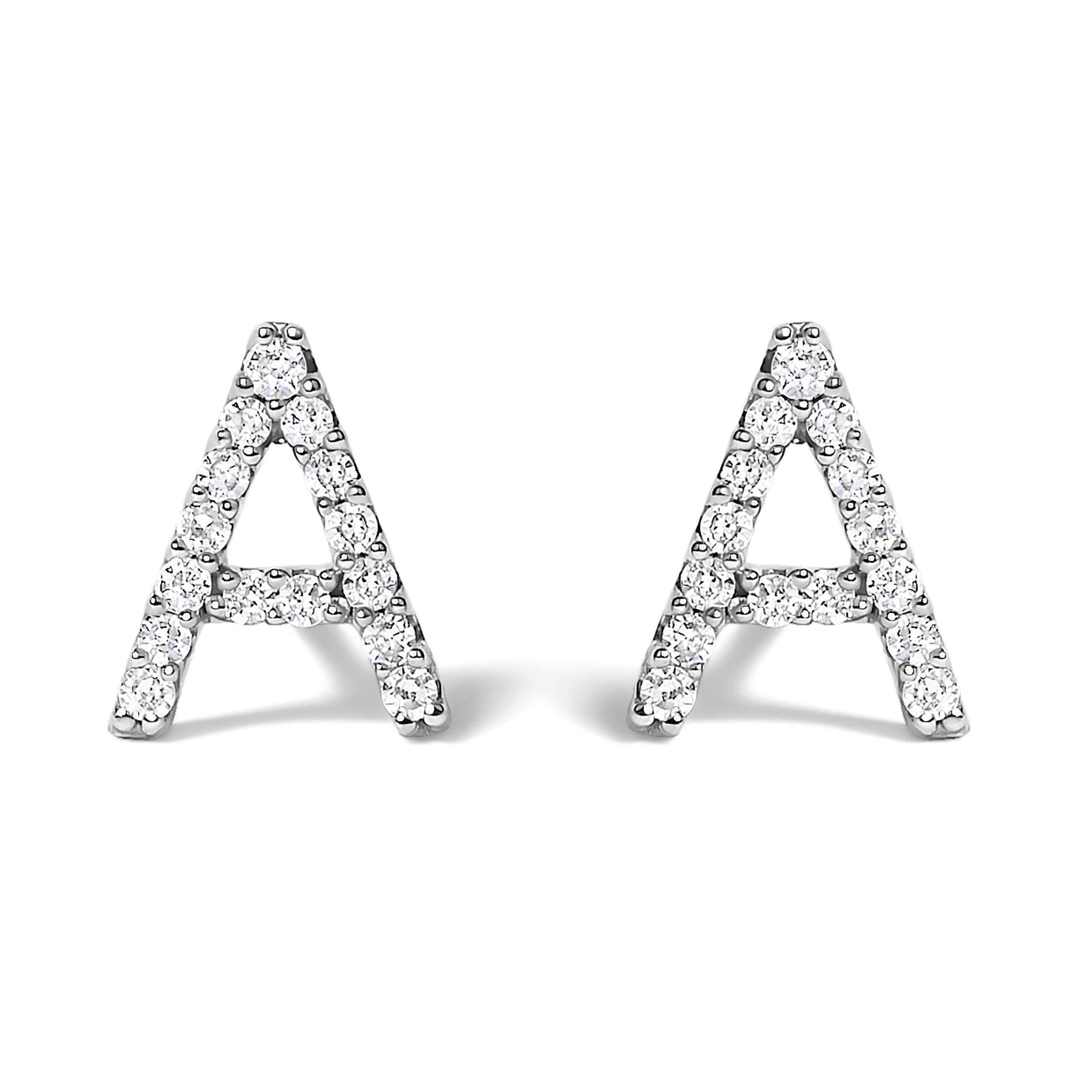10K White Gold 1/10 Cttw Diamond Initial â€œAâ€ Stud Earring by Bids.com
