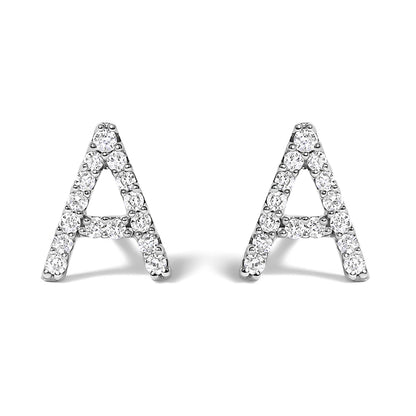 10K White Gold 1/10 Cttw Diamond Initial â€œAâ€ Stud Earring by Bids.com