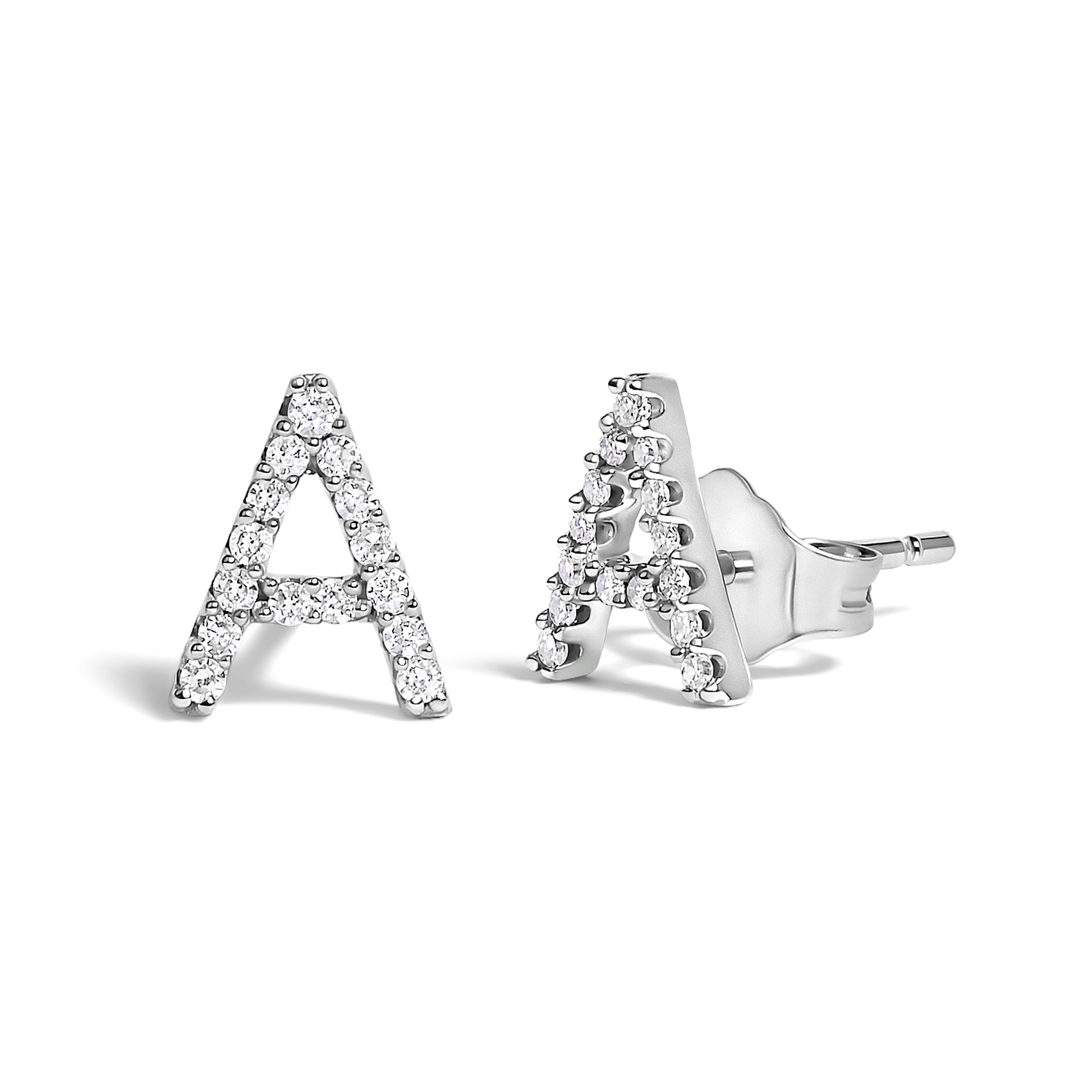 10K White Gold 1/10 Cttw Diamond Initial â€œAâ€ Stud Earring by Bids.com