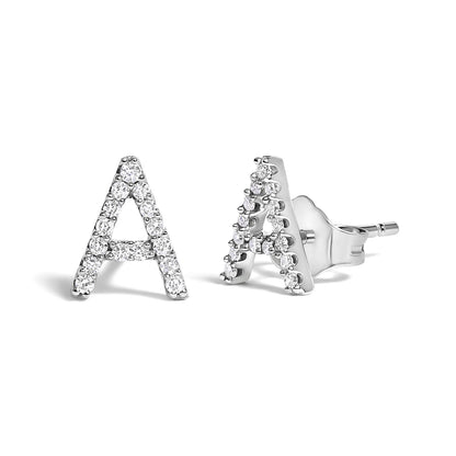 10K White Gold 1/10 Cttw Diamond Initial â€œAâ€ Stud Earring by Bids.com