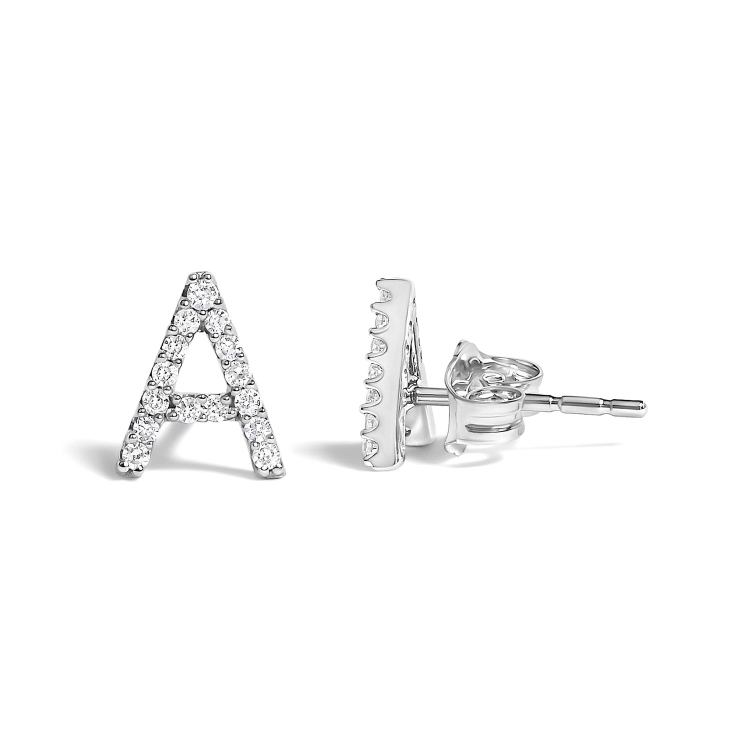 10K White Gold 1/10 Cttw Diamond Initial â€œAâ€ Stud Earring by Bids.com