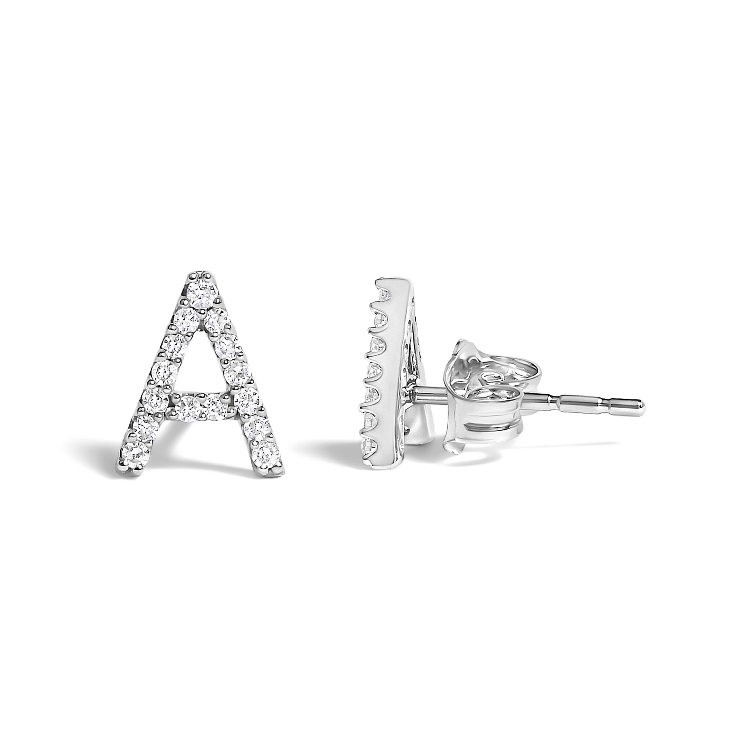 10K White Gold 1/10 Cttw Diamond Initial â€œAâ€ Stud Earring by Bids.com