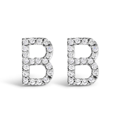 10K White Gold 1/10 Cttw Diamond Initial â€œAâ€ Stud Earring by Bids.com