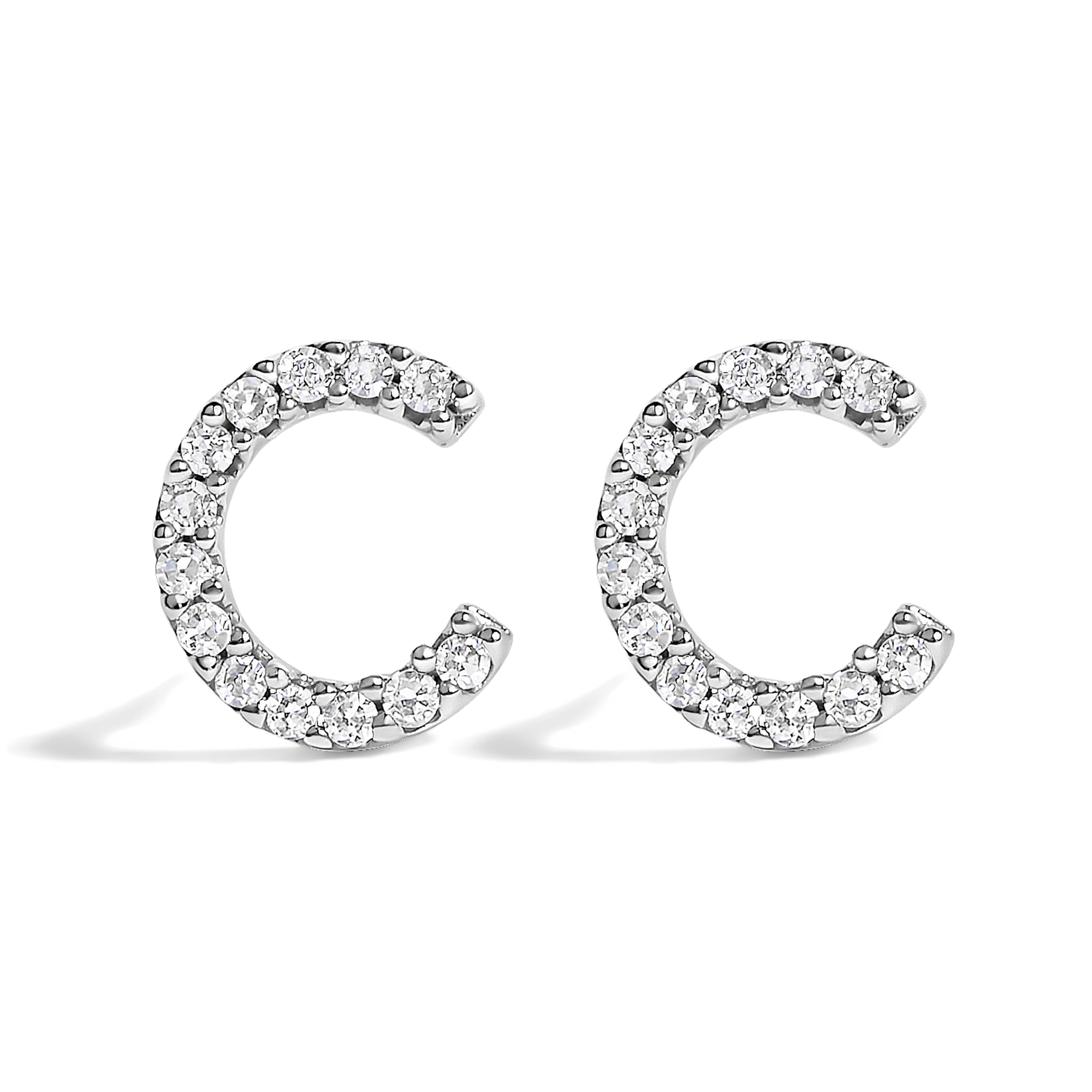 10K White Gold 1/10 Cttw Diamond Initial â€œAâ€ Stud Earring by Bids.com