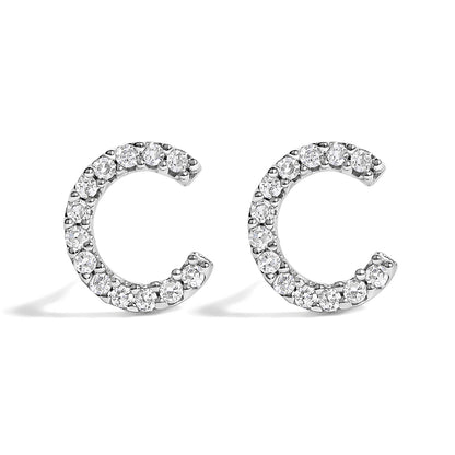 10K White Gold 1/10 Cttw Diamond Initial â€œAâ€ Stud Earring by Bids.com