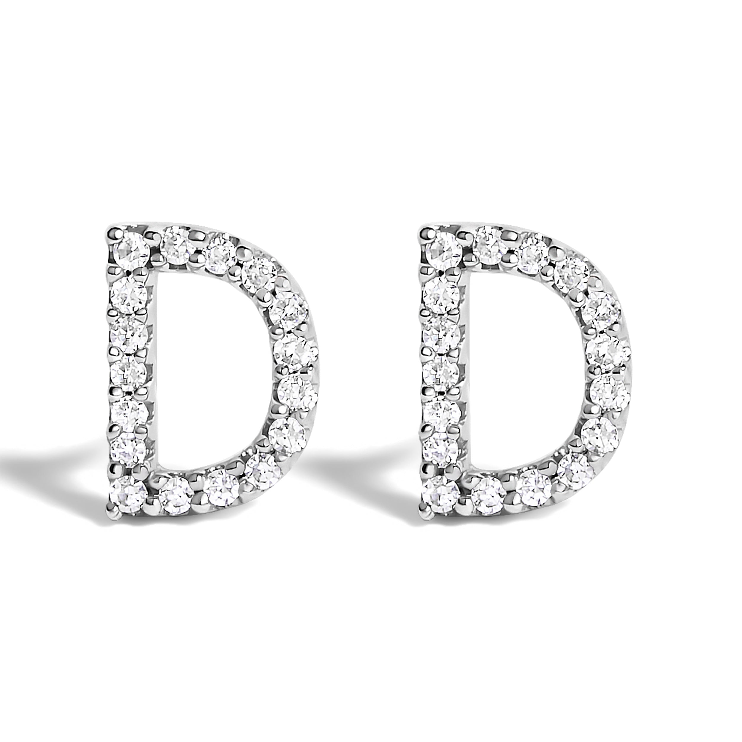 10K White Gold 1/10 Cttw Diamond Initial â€œAâ€ Stud Earring by Bids.com