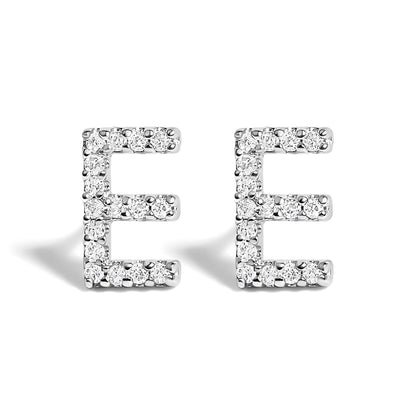 10K White Gold 1/10 Cttw Diamond Initial â€œAâ€ Stud Earring by Bids.com
