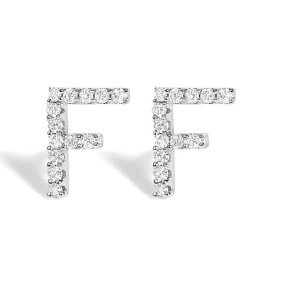 10K White Gold 1/10 Cttw Diamond Initial â€œAâ€ Stud Earring by Bids.com