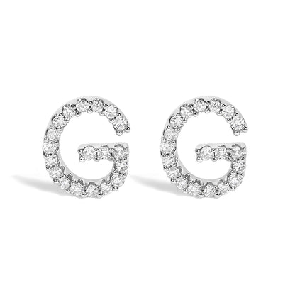 10K White Gold 1/10 Cttw Diamond Initial â€œAâ€ Stud Earring by Bids.com