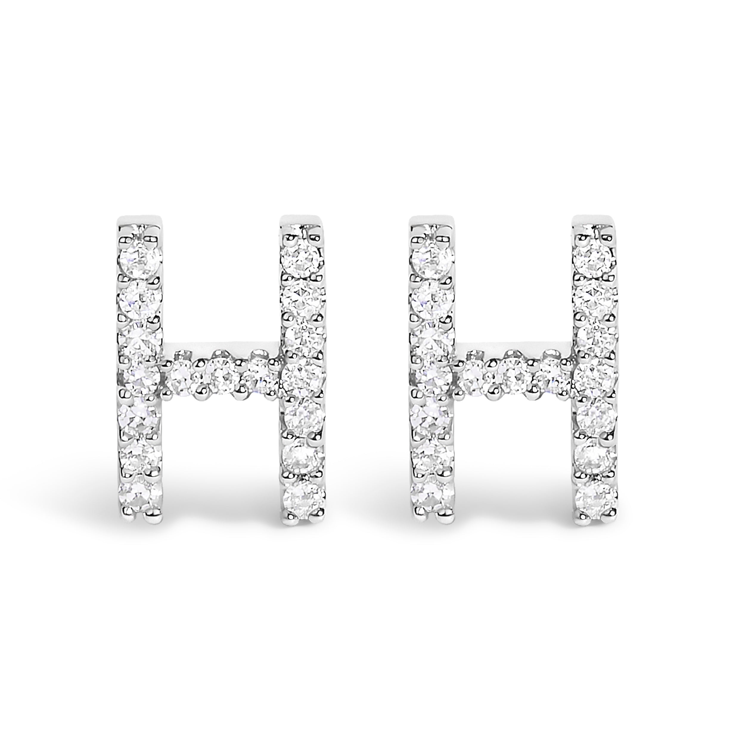 10K White Gold 1/10 Cttw Diamond Initial â€œAâ€ Stud Earring by Bids.com