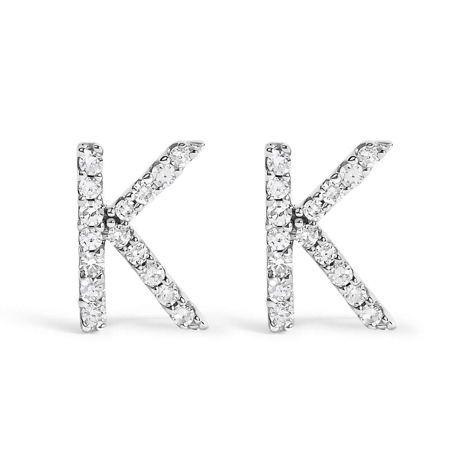 10K White Gold 1/10 Cttw Diamond Initial â€œAâ€ Stud Earring by Bids.com