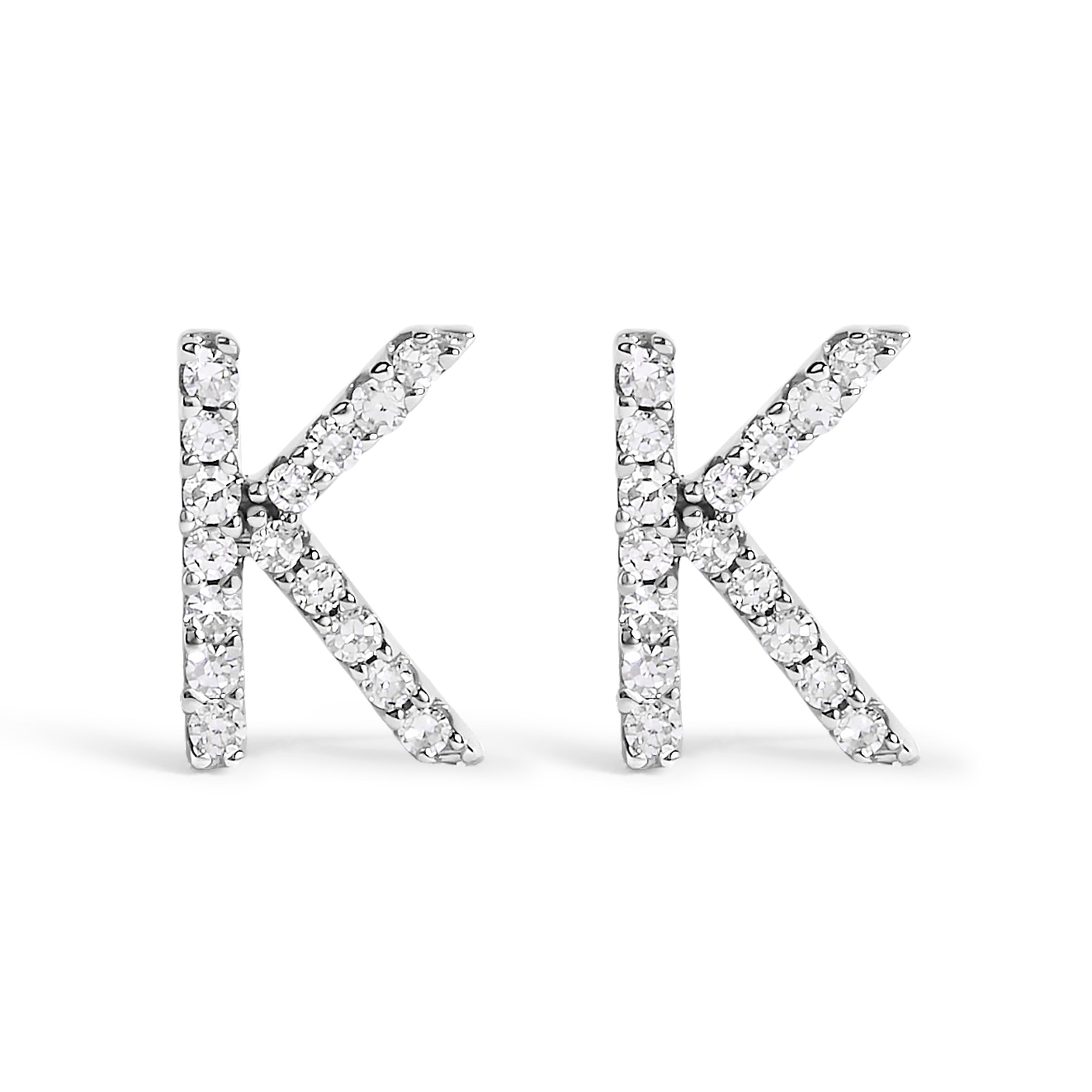 10K White Gold 1/10 Cttw Diamond Initial â€œAâ€ Stud Earring by Bids.com