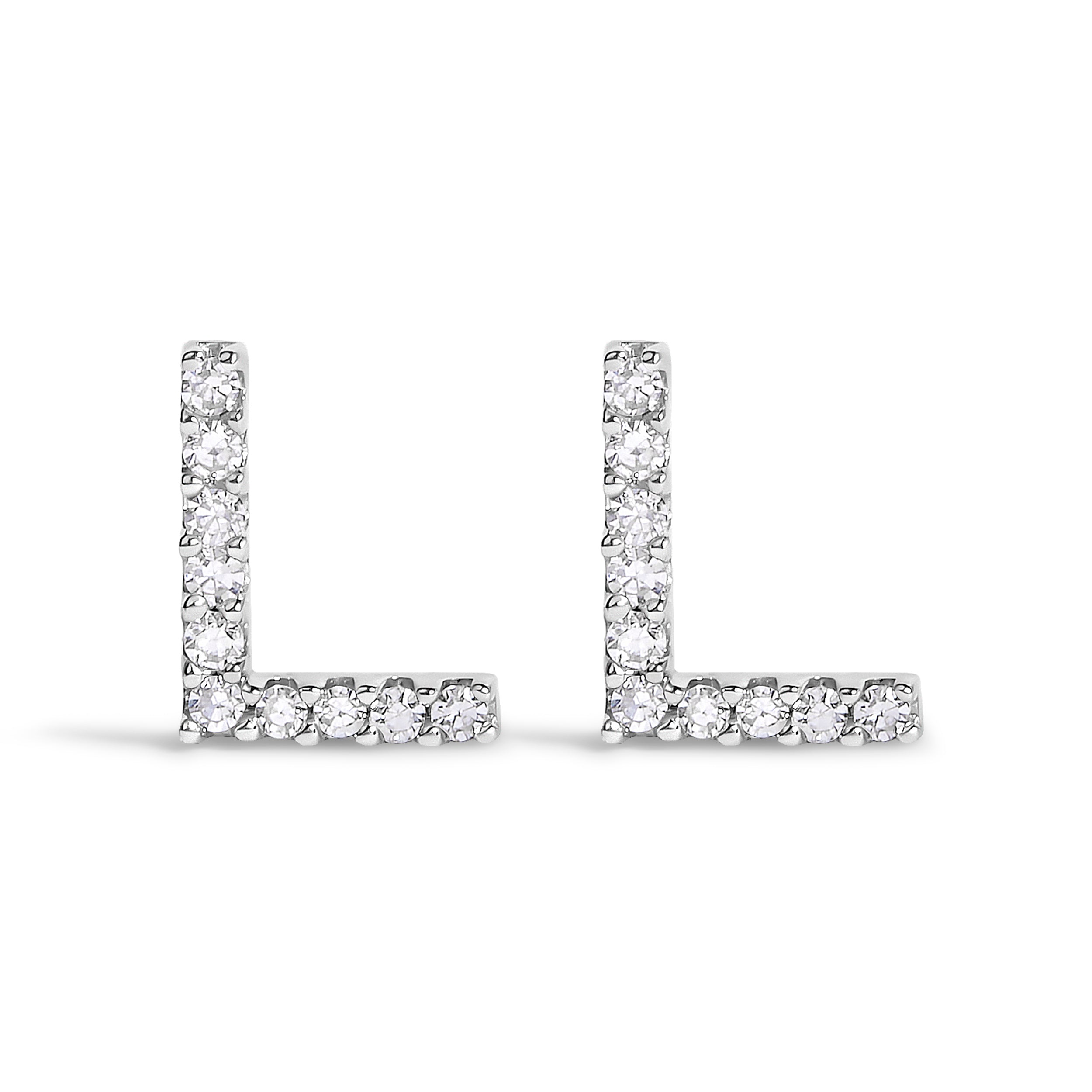 10K White Gold 1/10 Cttw Diamond Initial â€œAâ€ Stud Earring by Bids.com