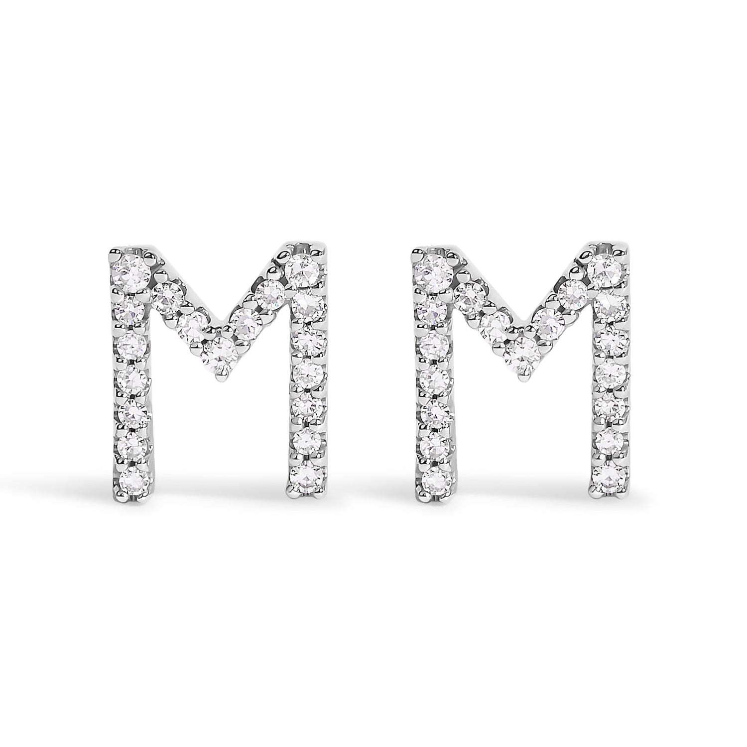 10K White Gold 1/10 Cttw Diamond Initial â€œAâ€ Stud Earring by Bids.com