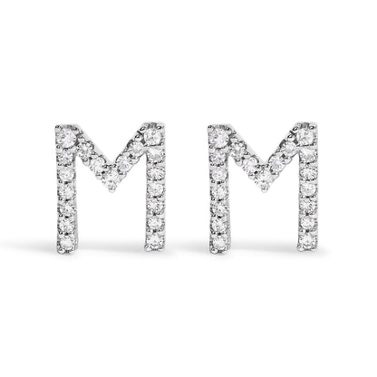 10K White Gold 1/10 Cttw Diamond Initial â€œAâ€ Stud Earring by Bids.com