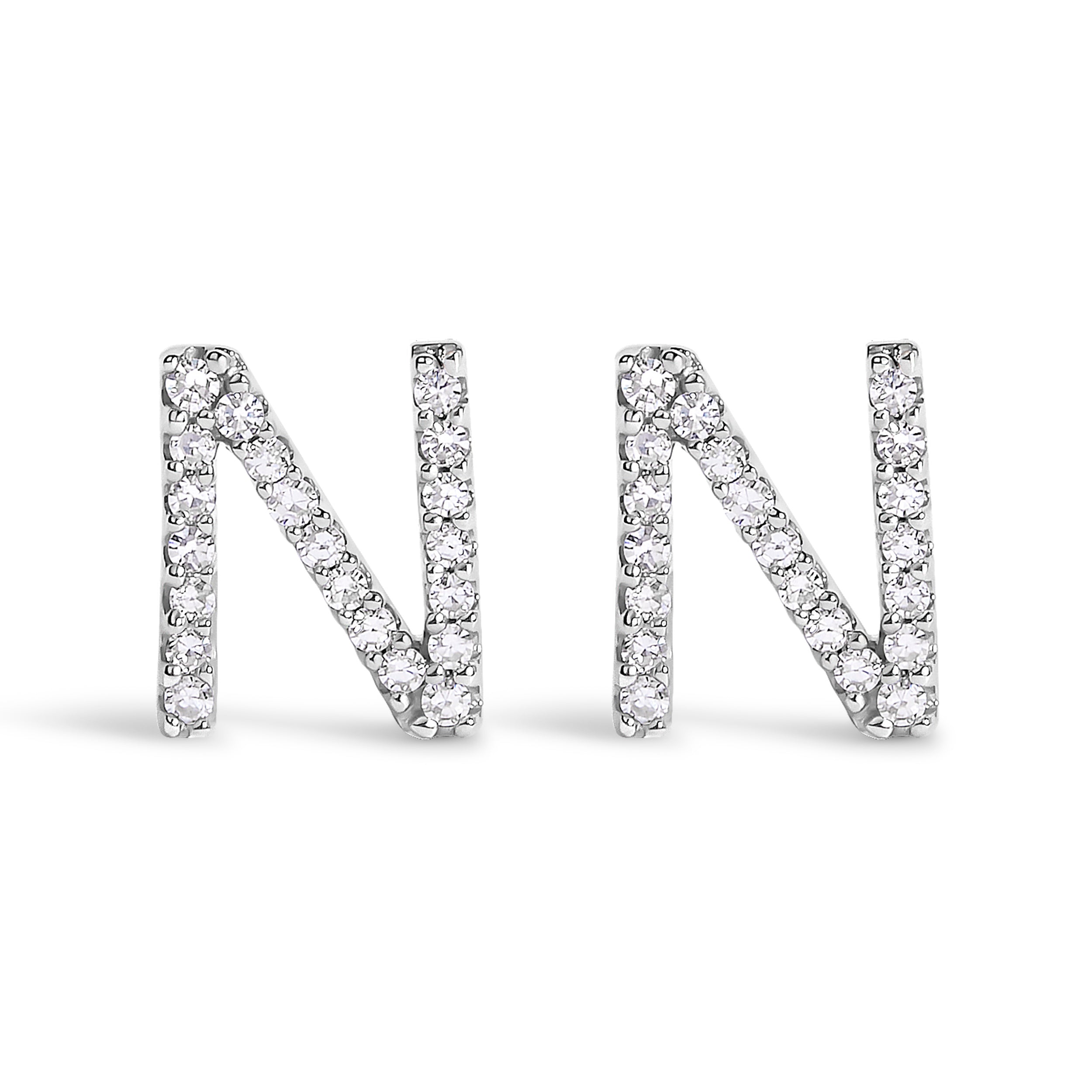 10K White Gold 1/10 Cttw Diamond Initial â€œAâ€ Stud Earring by Bids.com