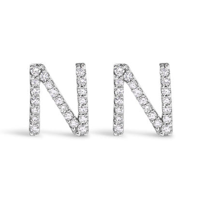 10K White Gold 1/10 Cttw Diamond Initial â€œAâ€ Stud Earring by Bids.com