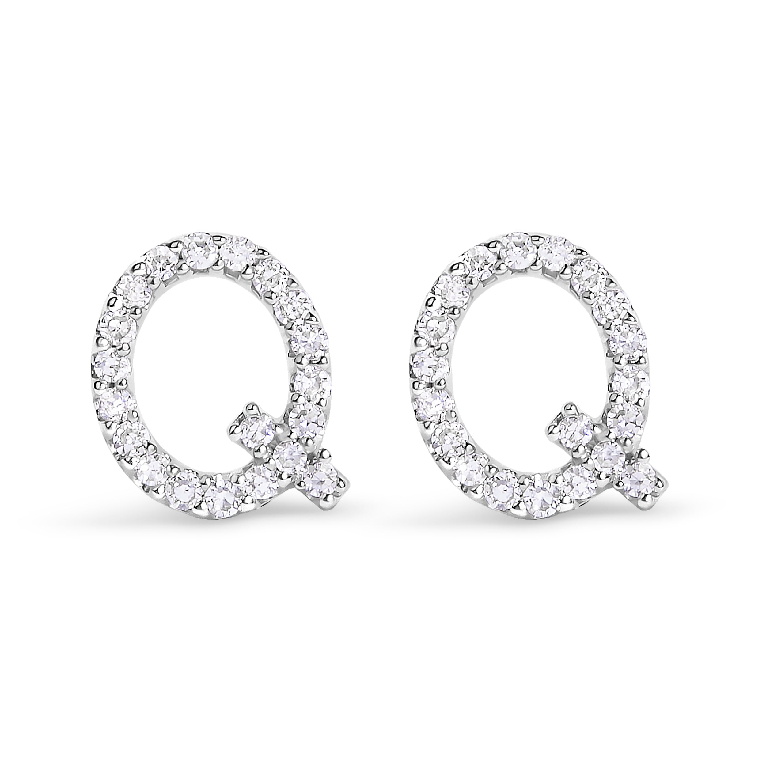 10K White Gold 1/10 Cttw Diamond Initial â€œAâ€ Stud Earring by Bids.com