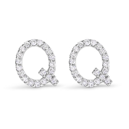 10K White Gold 1/10 Cttw Diamond Initial â€œAâ€ Stud Earring by Bids.com