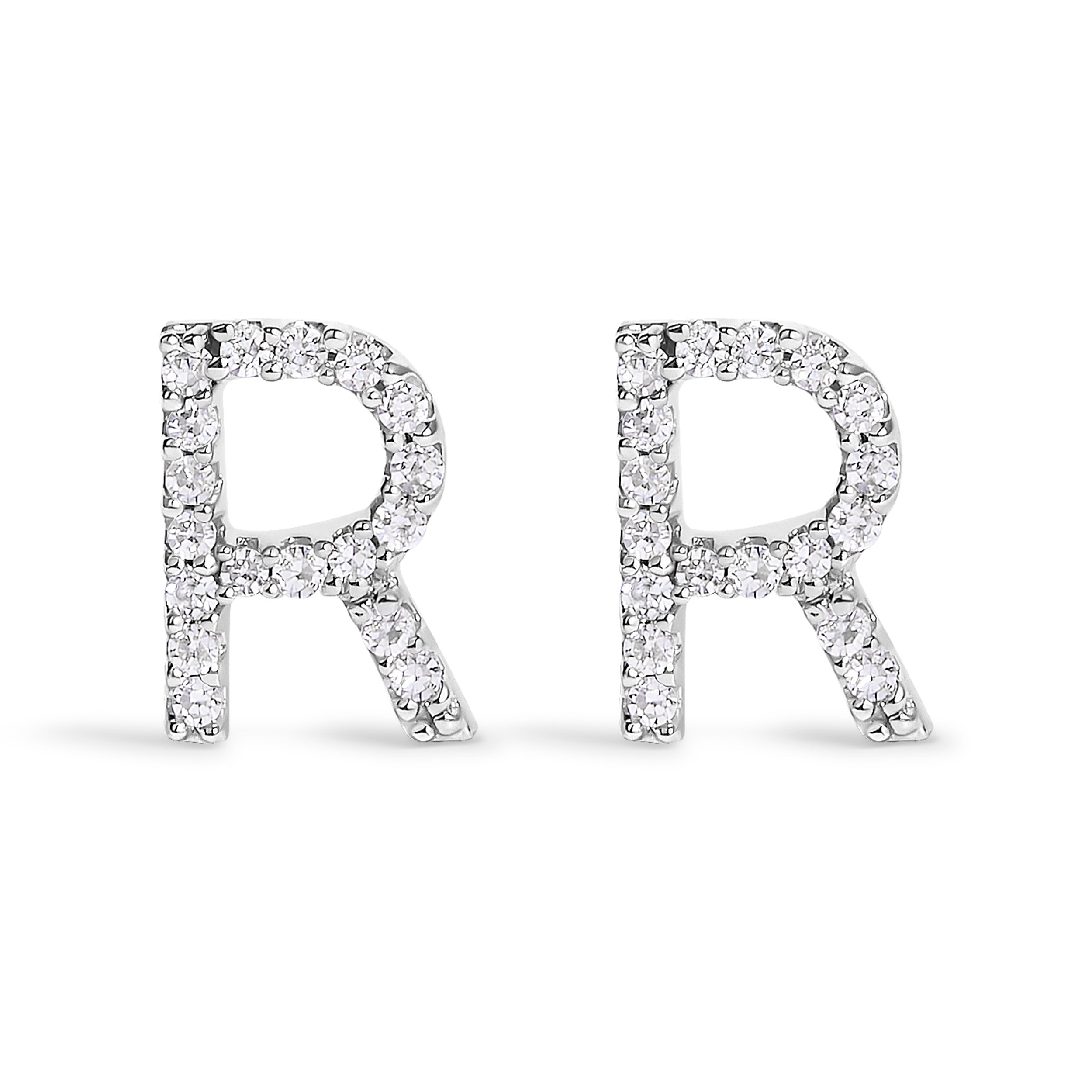 10K White Gold 1/10 Cttw Diamond Initial â€œAâ€ Stud Earring by Bids.com