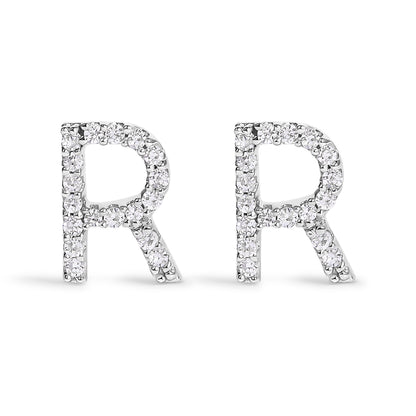 10K White Gold 1/10 Cttw Diamond Initial â€œAâ€ Stud Earring by Bids.com