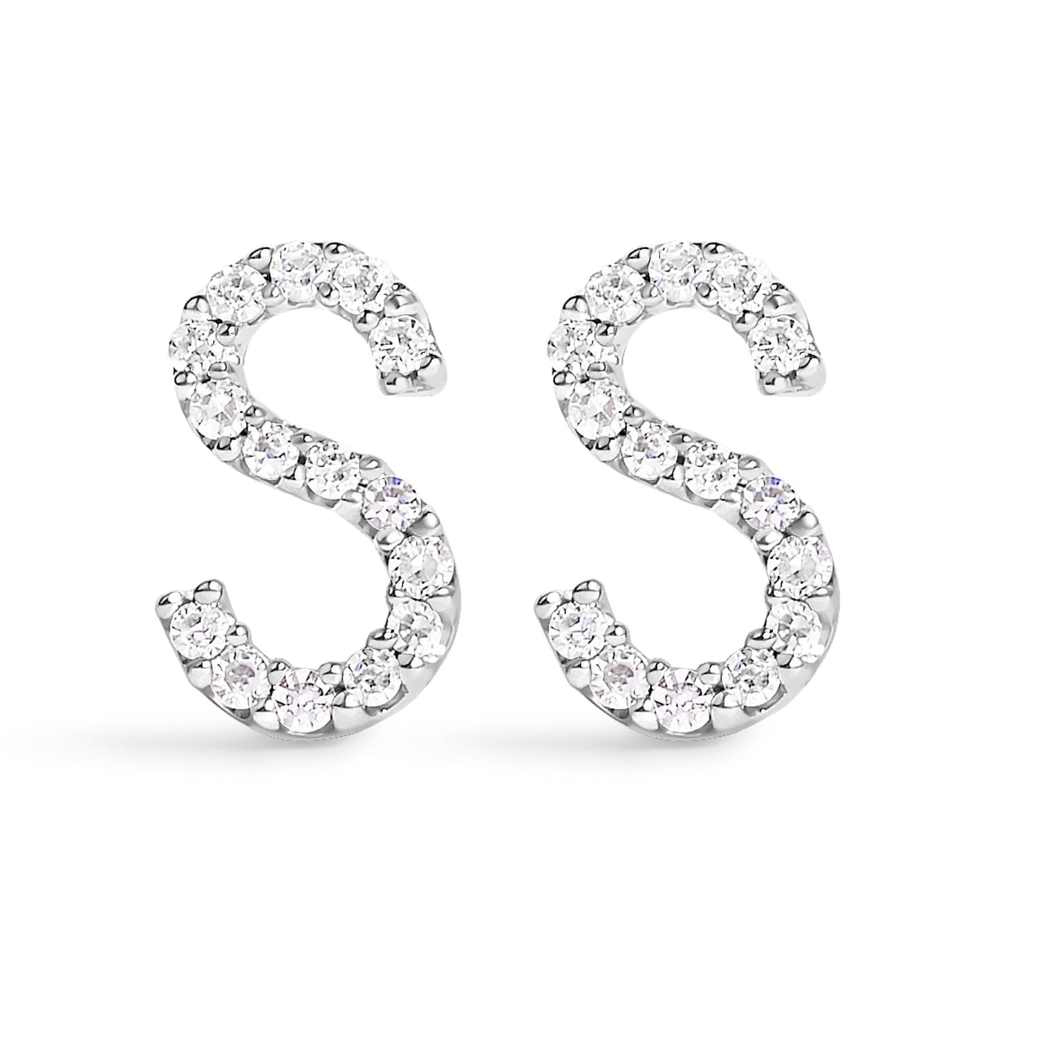 10K White Gold 1/10 Cttw Diamond Initial â€œAâ€ Stud Earring by Bids.com