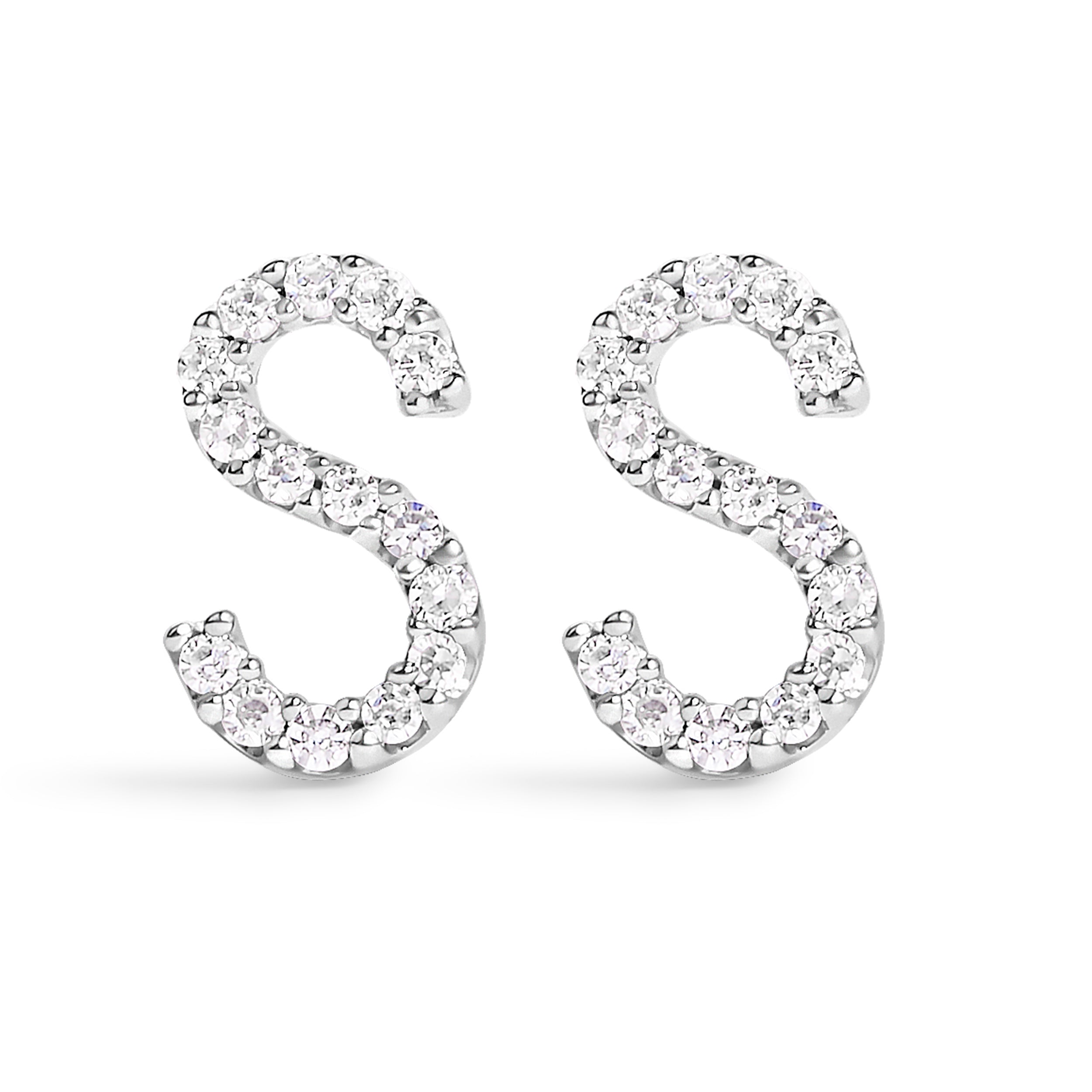 10K White Gold 1/10 Cttw Diamond Initial â€œAâ€ Stud Earring by Bids.com