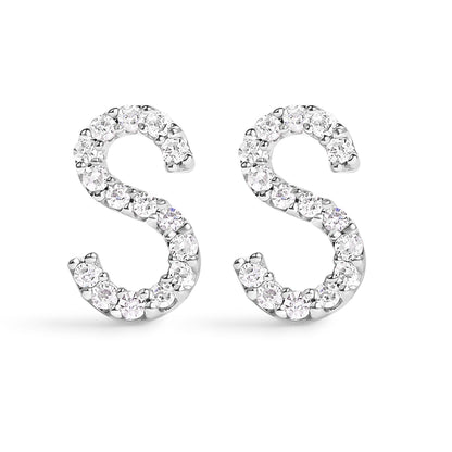 10K White Gold 1/10 Cttw Diamond Initial â€œAâ€ Stud Earring by Bids.com