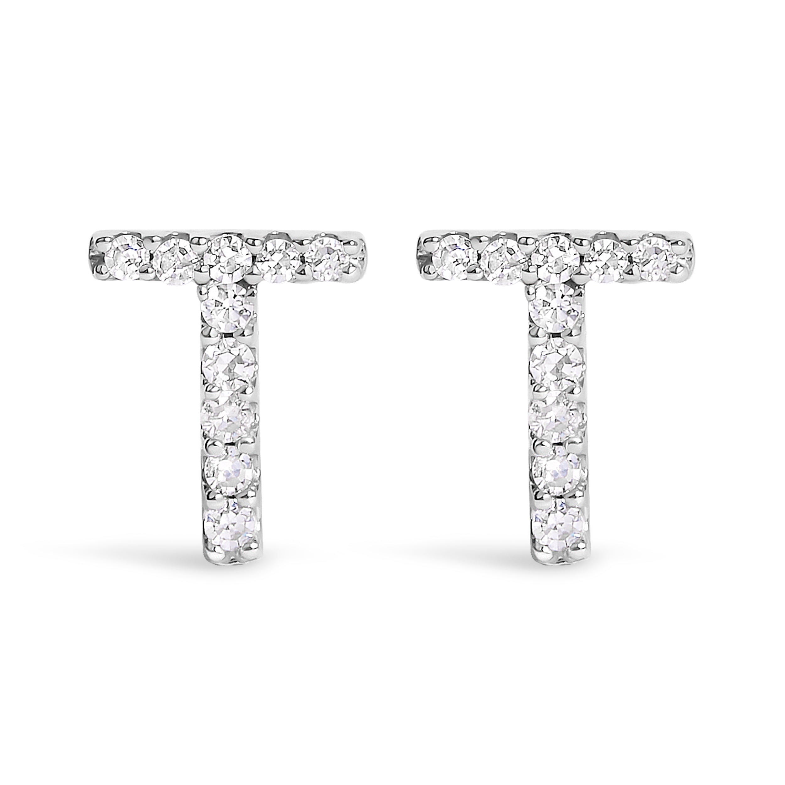 10K White Gold 1/10 Cttw Diamond Initial â€œAâ€ Stud Earring by Bids.com