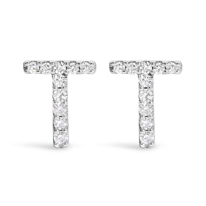 10K White Gold 1/10 Cttw Diamond Initial â€œAâ€ Stud Earring by Bids.com