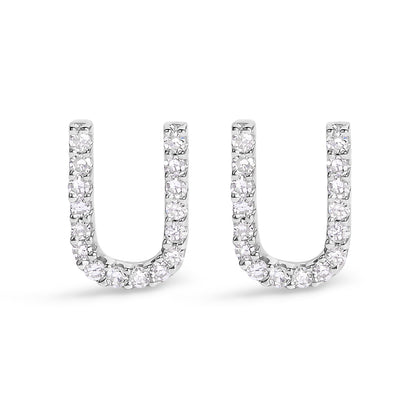 10K White Gold 1/10 Cttw Diamond Initial â€œAâ€ Stud Earring by Bids.com