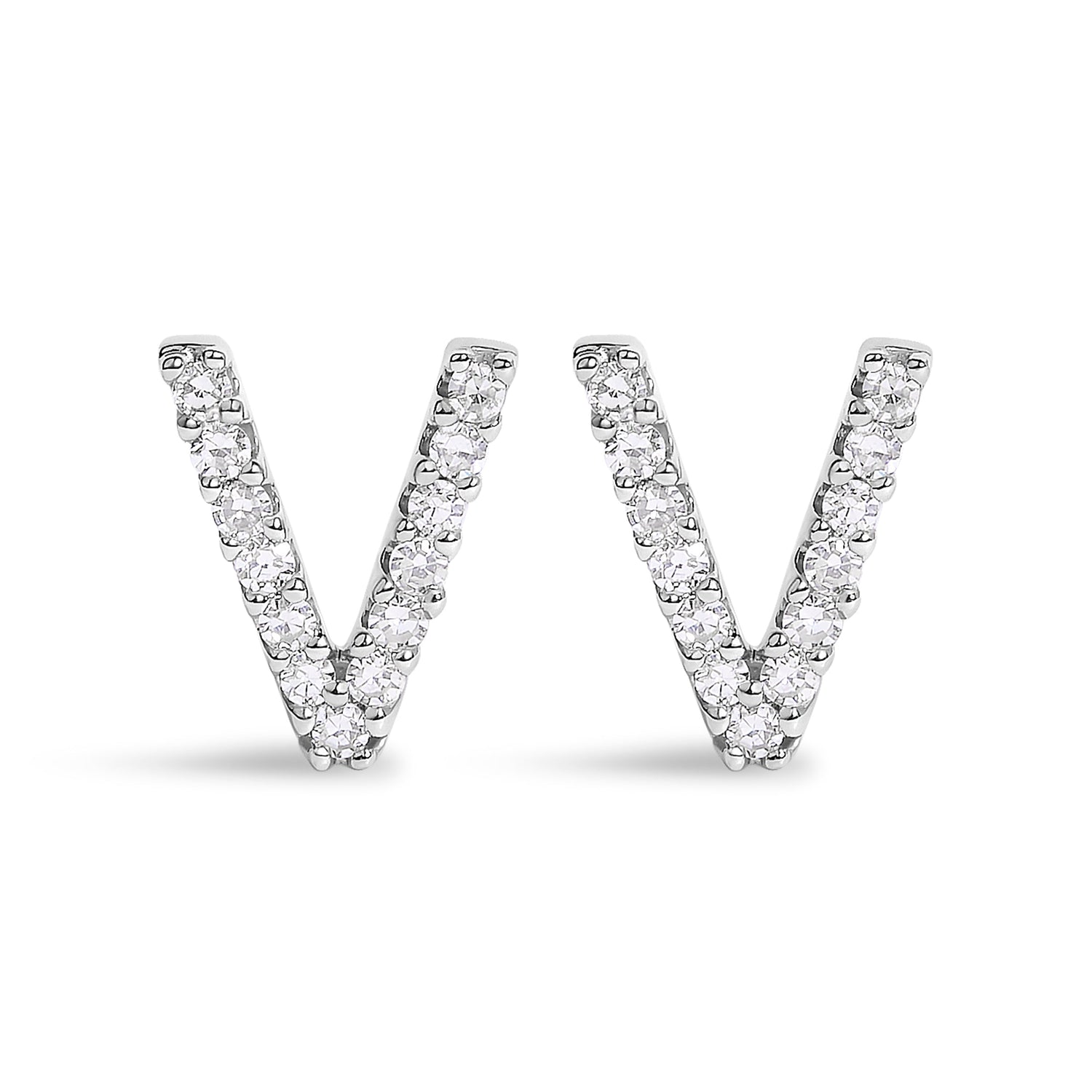 10K White Gold 1/10 Cttw Diamond Initial â€œAâ€ Stud Earring by Bids.com