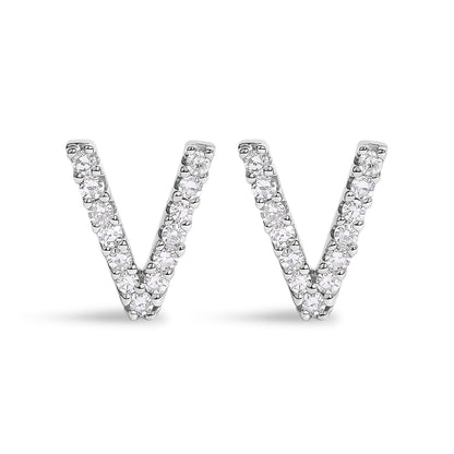 10K White Gold 1/10 Cttw Diamond Initial â€œAâ€ Stud Earring by Bids.com