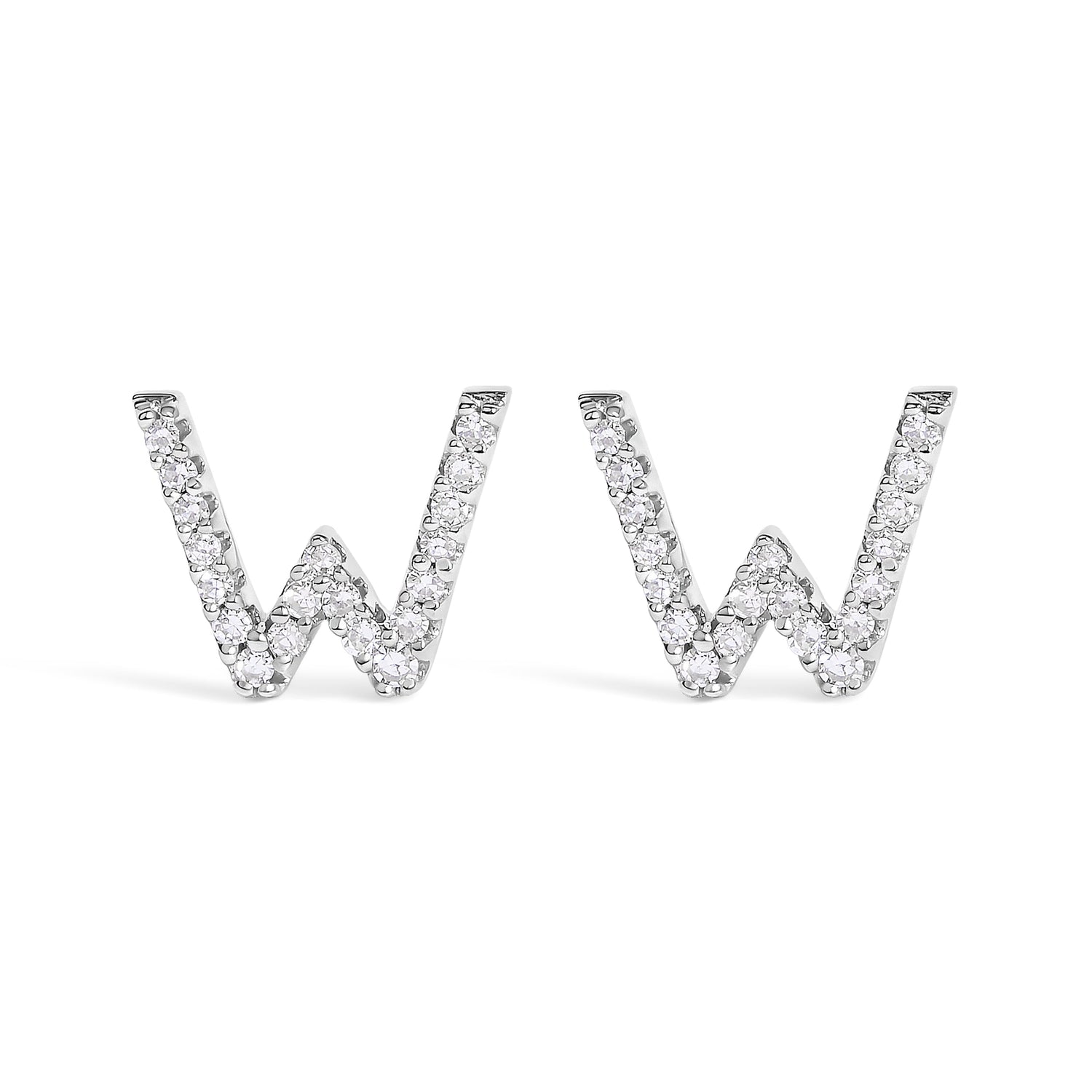 10K White Gold 1/10 Cttw Diamond Initial â€œAâ€ Stud Earring by Bids.com
