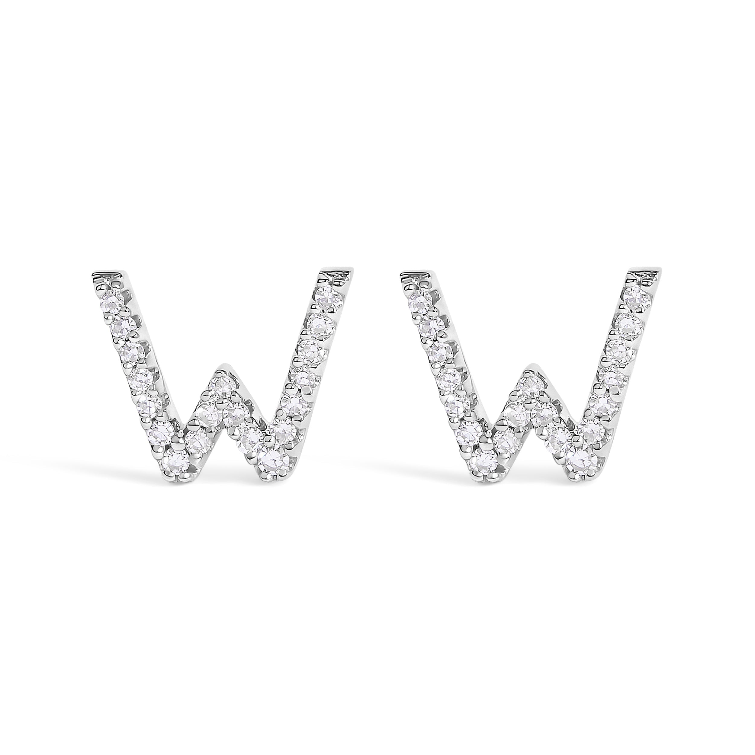 10K White Gold 1/10 Cttw Diamond Initial â€œAâ€ Stud Earring by Bids.com