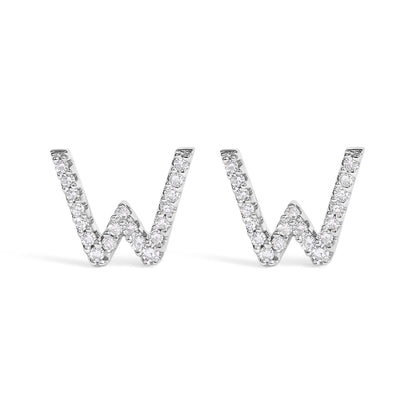 10K White Gold 1/10 Cttw Diamond Initial â€œAâ€ Stud Earring by Bids.com