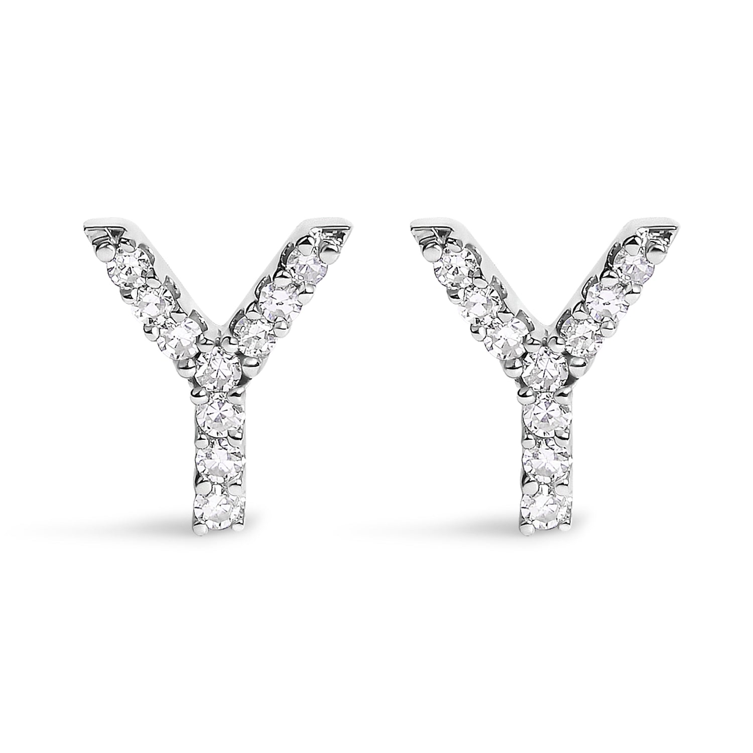 10K White Gold 1/10 Cttw Diamond Initial â€œAâ€ Stud Earring by Bids.com