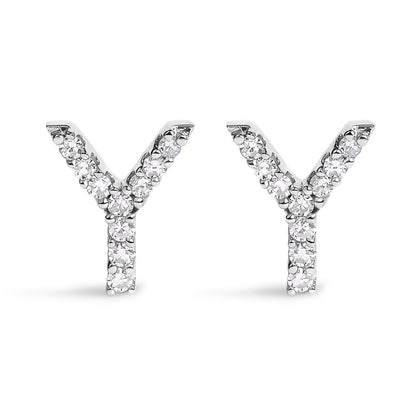 10K White Gold 1/10 Cttw Diamond Initial â€œAâ€ Stud Earring by Bids.com