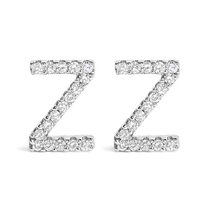 10K White Gold 1/10 Cttw Diamond Initial â€œAâ€ Stud Earring by Bids.com
