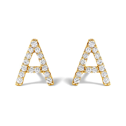 10K White Gold 1/10 Cttw Diamond Initial â€œAâ€ Stud Earring by Bids.com