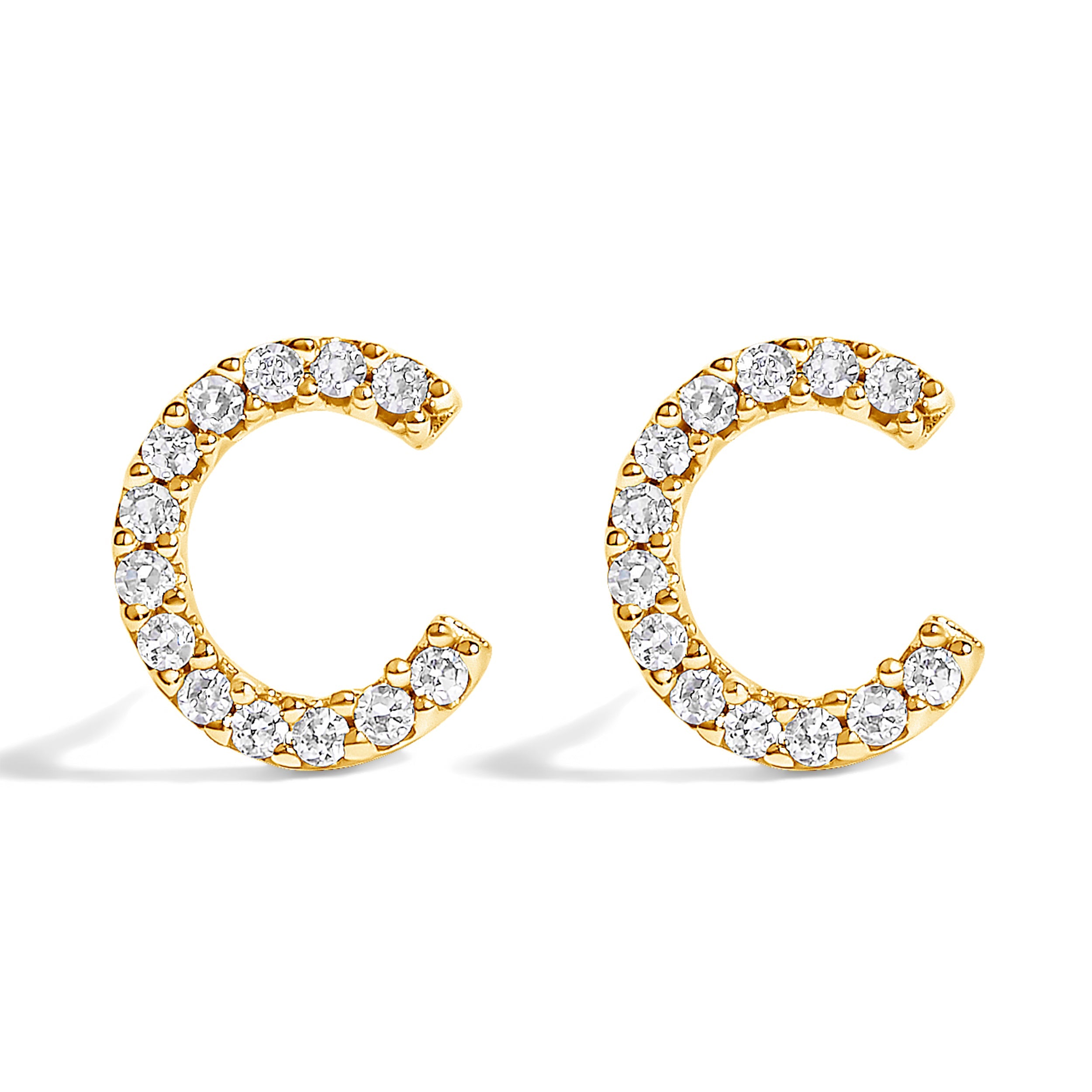10K White Gold 1/10 Cttw Diamond Initial â€œAâ€ Stud Earring by Bids.com