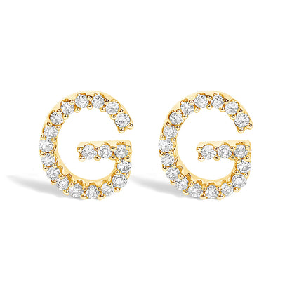 10K White Gold 1/10 Cttw Diamond Initial â€œAâ€ Stud Earring by Bids.com