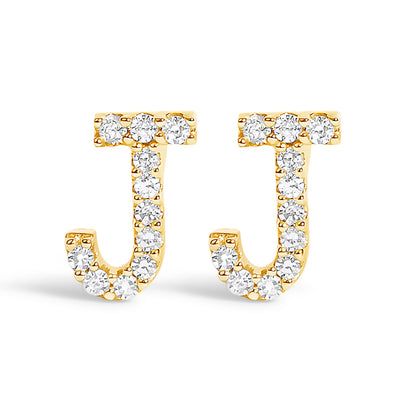 10K White Gold 1/10 Cttw Diamond Initial â€œAâ€ Stud Earring by Bids.com