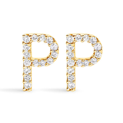 10K White Gold 1/10 Cttw Diamond Initial â€œAâ€ Stud Earring by Bids.com
