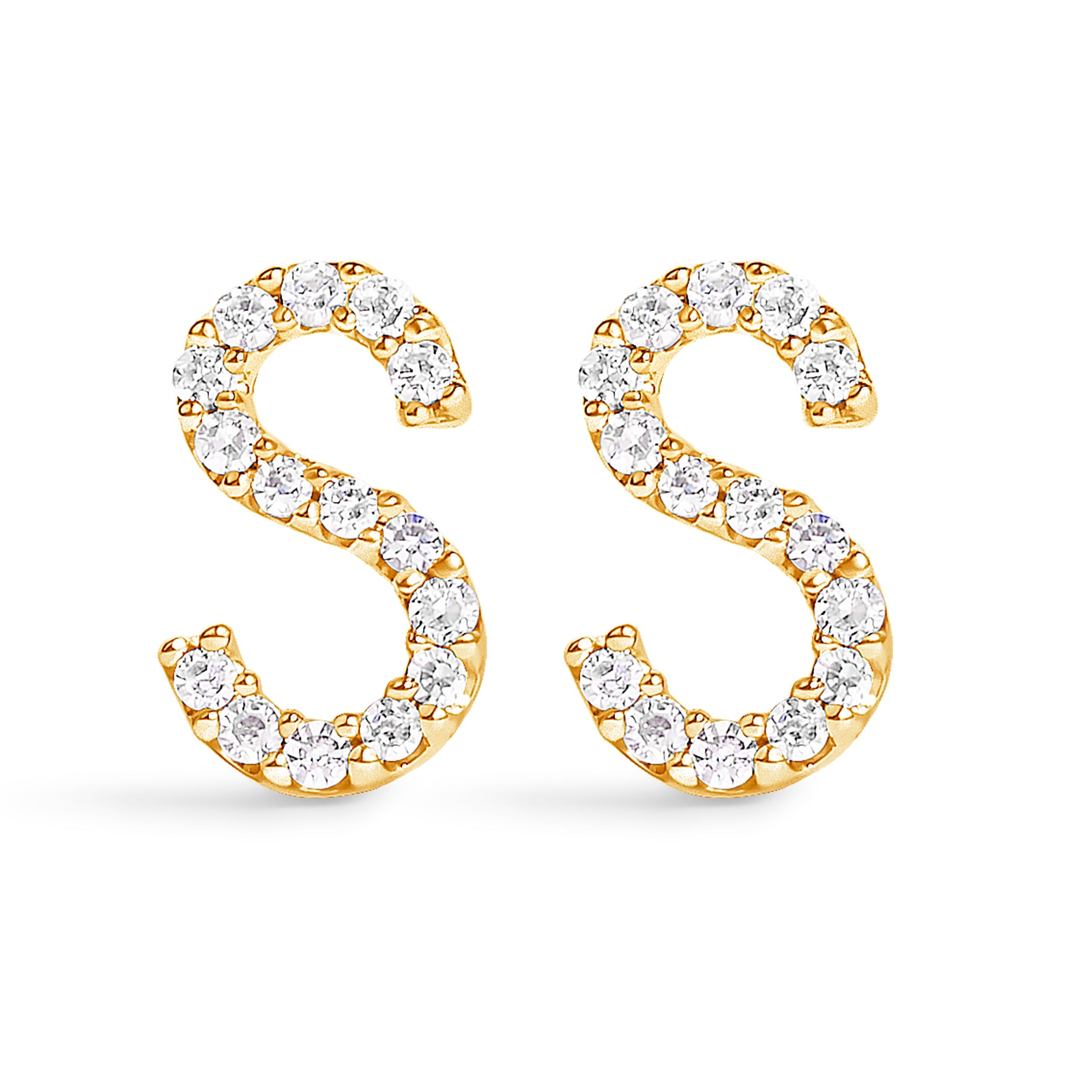 10K White Gold 1/10 Cttw Diamond Initial â€œAâ€ Stud Earring by Bids.com