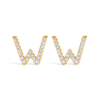 10K White Gold 1/10 Cttw Diamond Initial â€œAâ€ Stud Earring by Bids.com