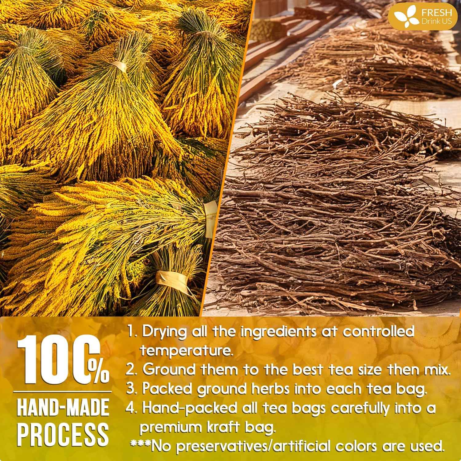 Premium Mullein Licorice Tea Bags. 100% Natural, Blend of Mullein Leaves, and Licorice Root.