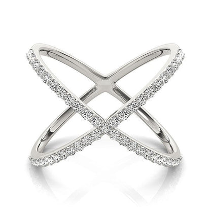 14k White Gold X Style Thin Ring with Diamonds (1/2 cttw) by Bids.com